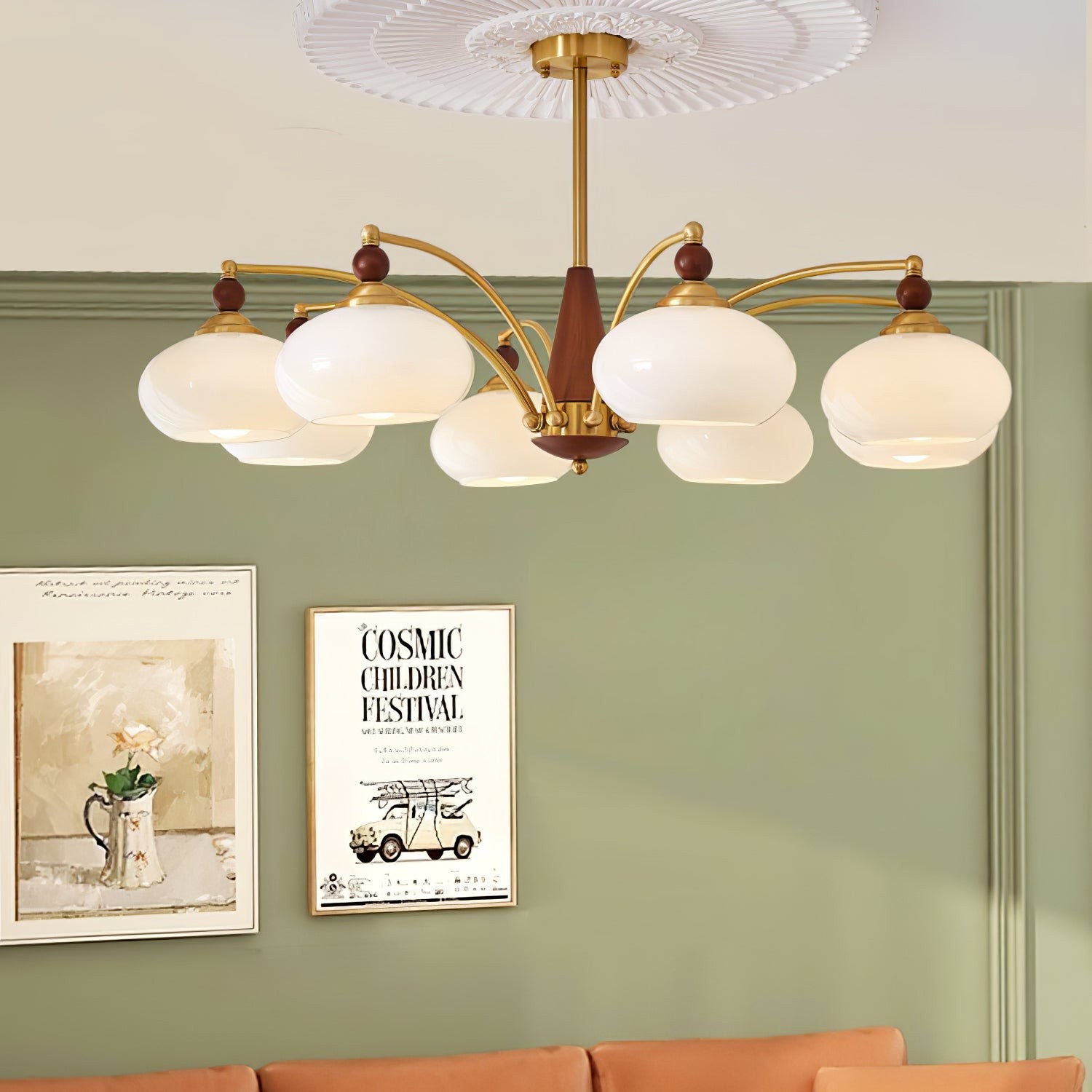 Vintage Multihead Persimmon Chandelier M325