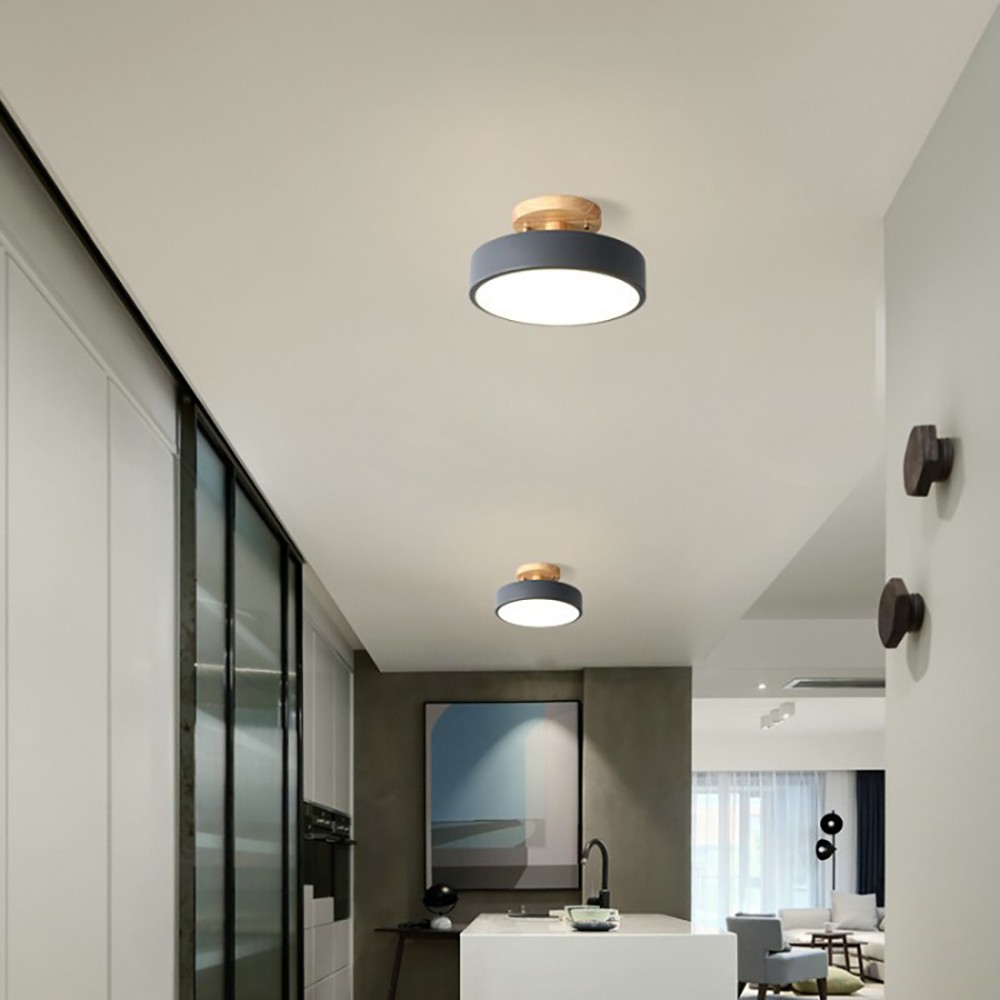 Nordic Macaroon Wooden Round Ceiling Lamp S90