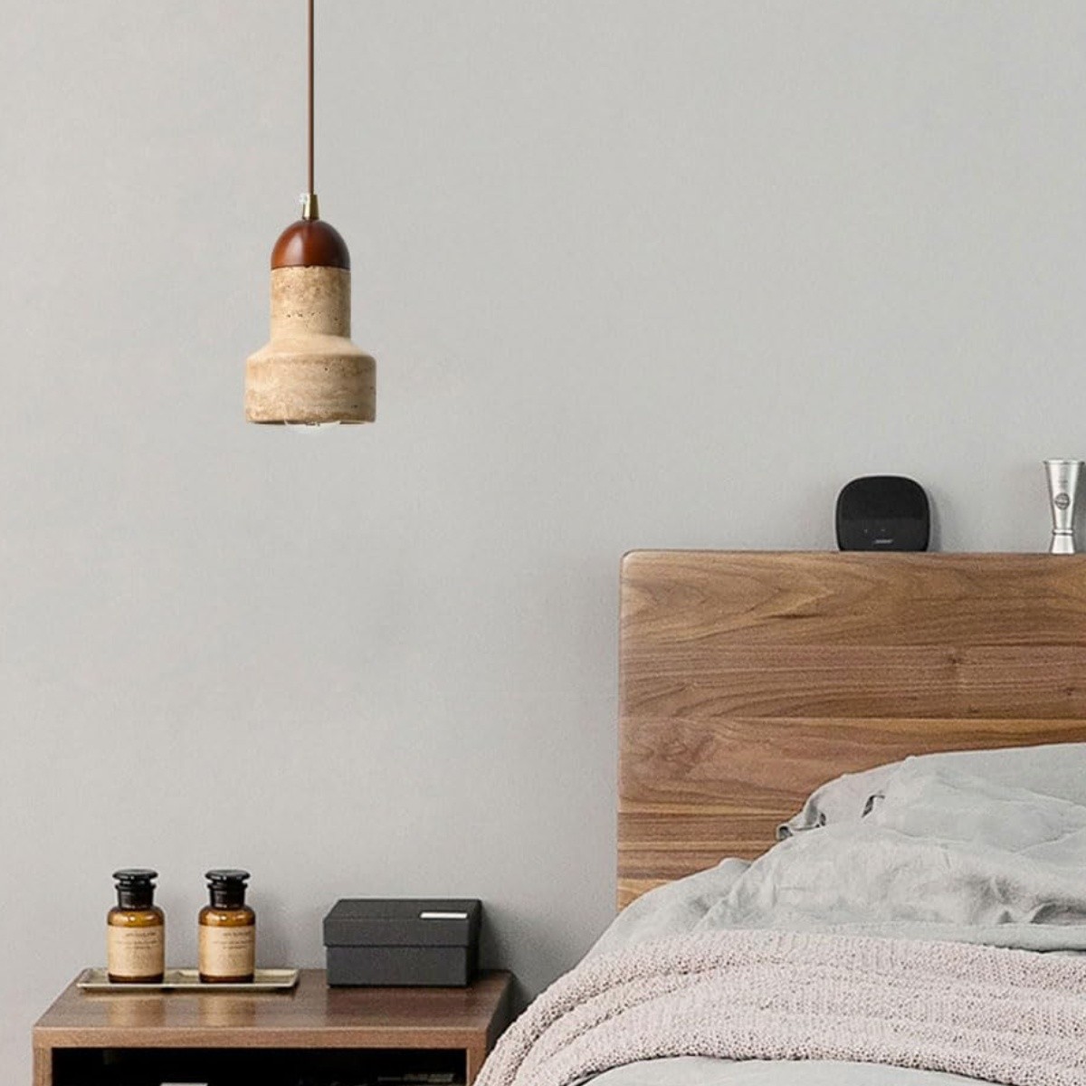 Natural Travertine Rocket - Inspired Pendant Light S275