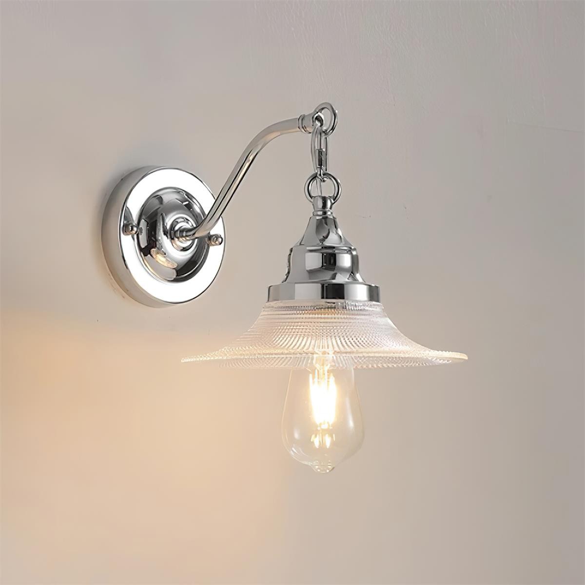Retro silver lamp body patterned glass lampshade hanging wall lamp P081