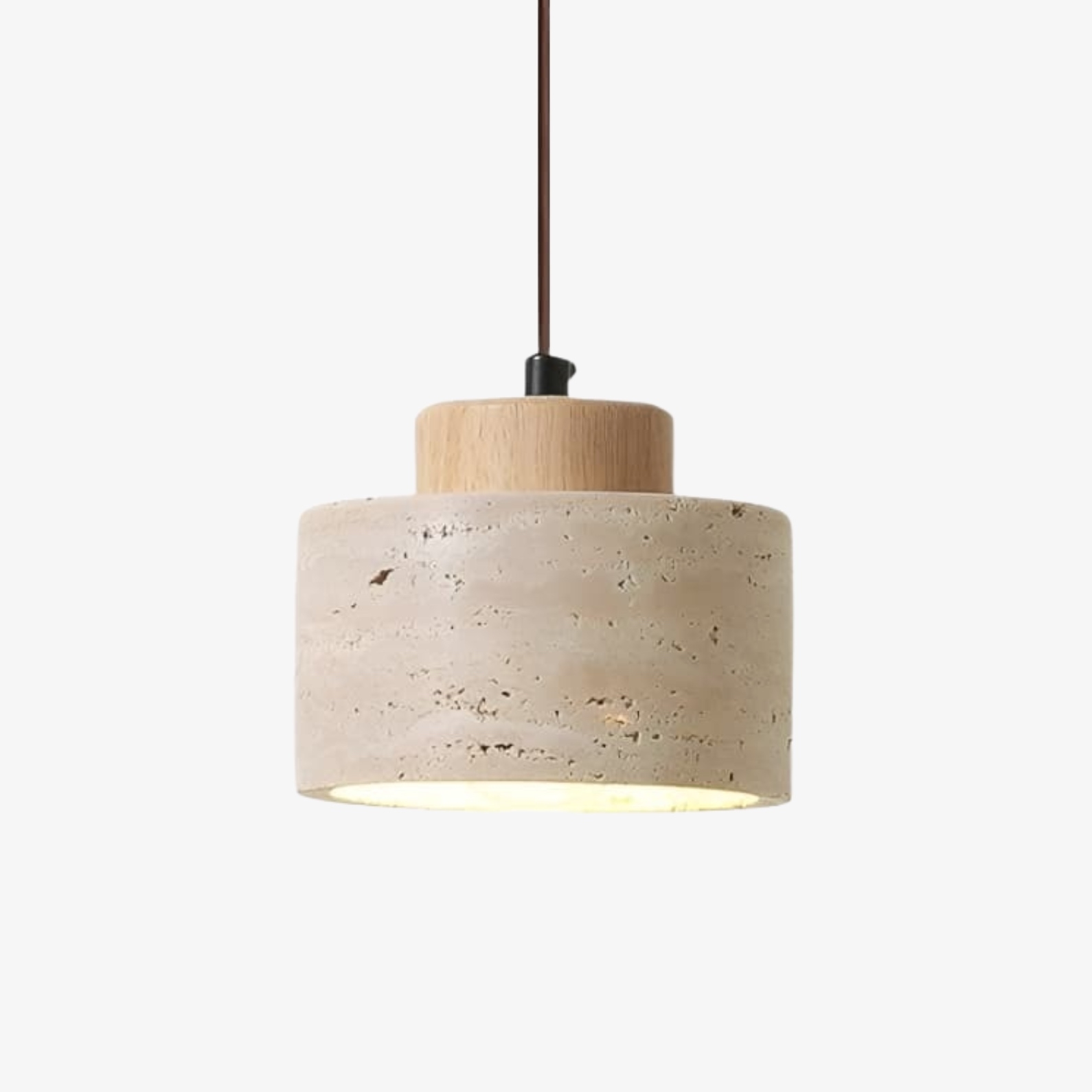 Travertine Modern Mini Pendant Light - Cylindrical Stone for Kitchen S412