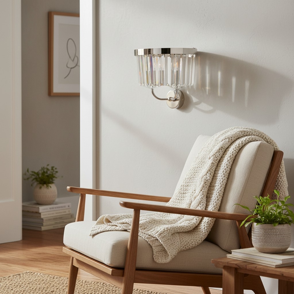 Beveline Faceted Clear Cut Glass Wall Light - Classic Metal Sconce for Hallway and Living Room T886