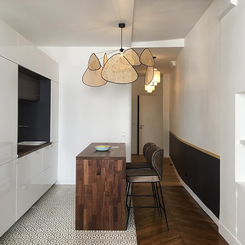 Screen Cannage Pendant Light - Woven Rattan Design for Living Room