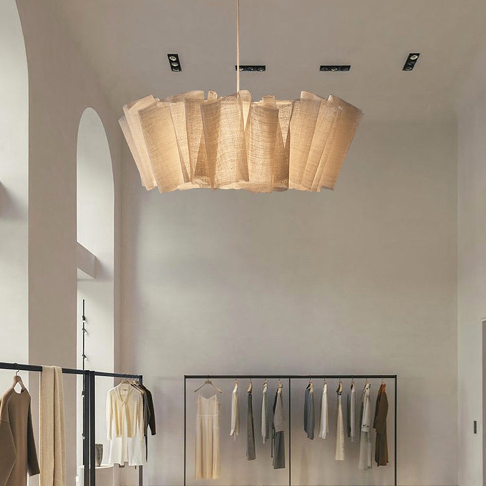 Scandinavian Pleated Fabric Pendant Light – Adjustable Hanging Lamp for Dining Room T191