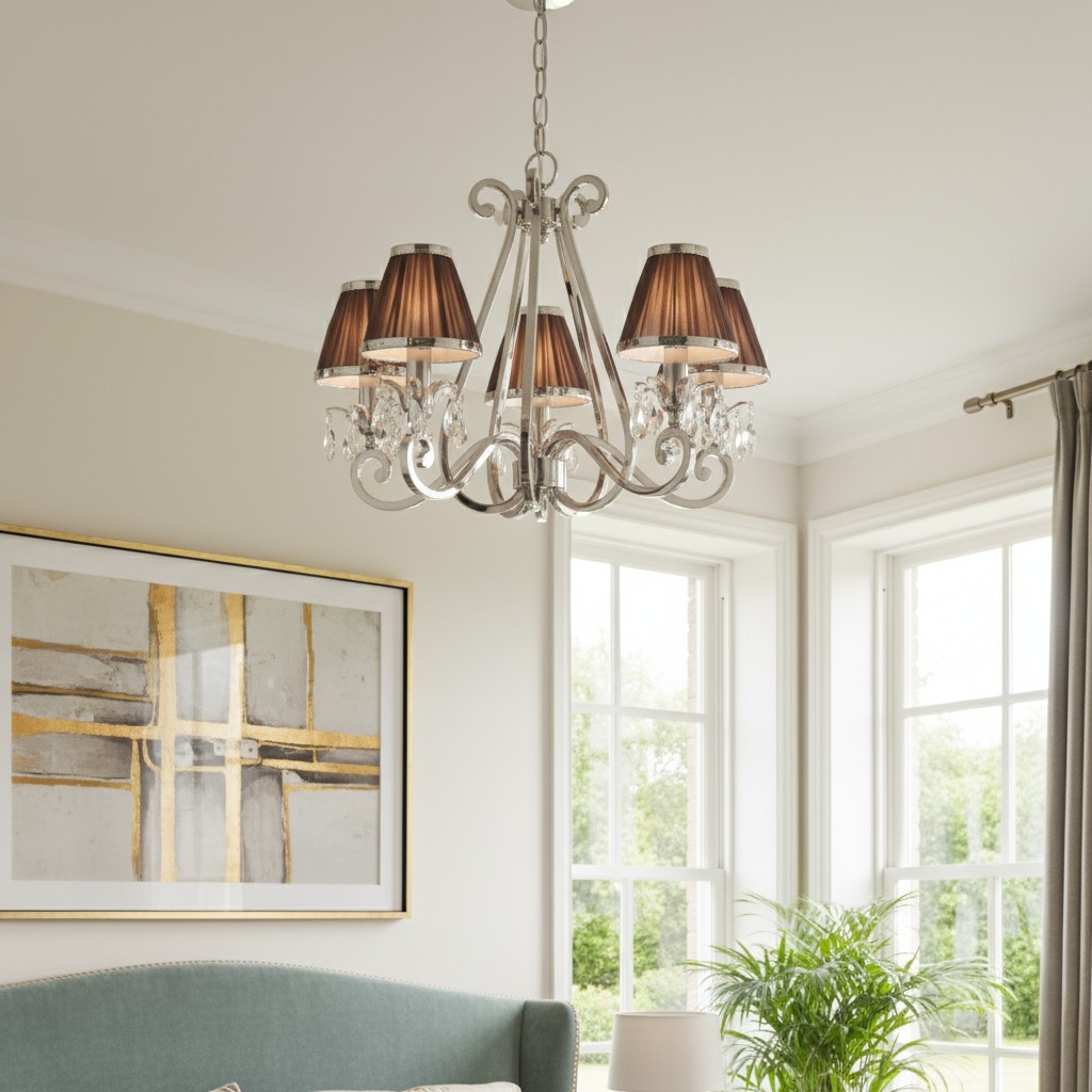 Talonis Multi-light Fabric Chandelier - Elegant Metal Curved Arms for Dining and Living T932