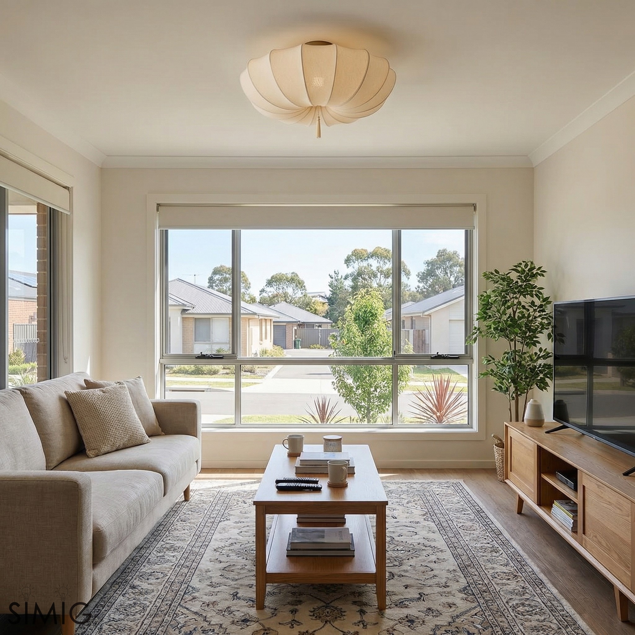 Traditional Round Fabric Chandelier ‑ Japanese Style for Living Room T261
