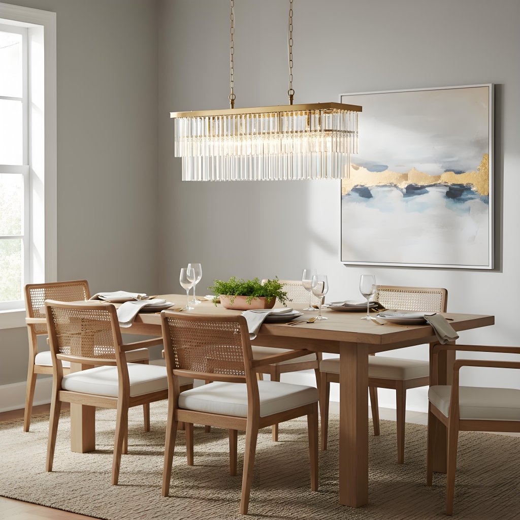 Vitralon Linear Pendant Lamp - Diamond-Shaped Glass Lampshade (Crystal Clear) - Fits Living and Dining Rooms T944