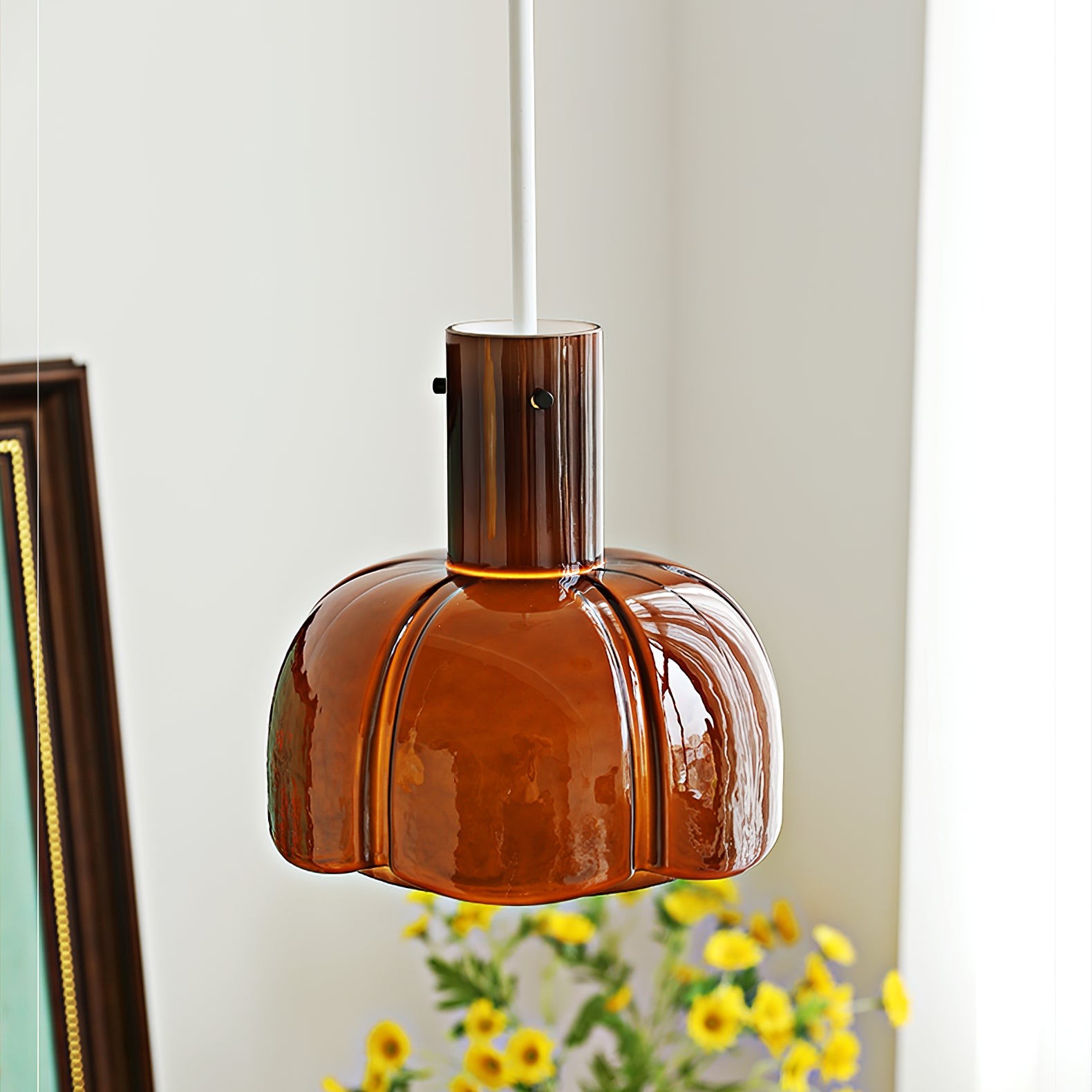 French Pastoral Style Petal Glass Pendant Light M23