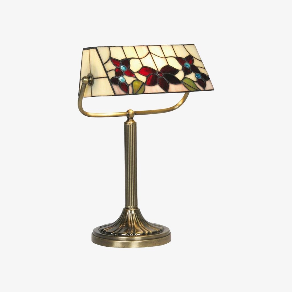 TF Camillo Dragonfly Table Lamp Stained Glass Scalloped Edge - Tiffany Style Art Nouveau T980