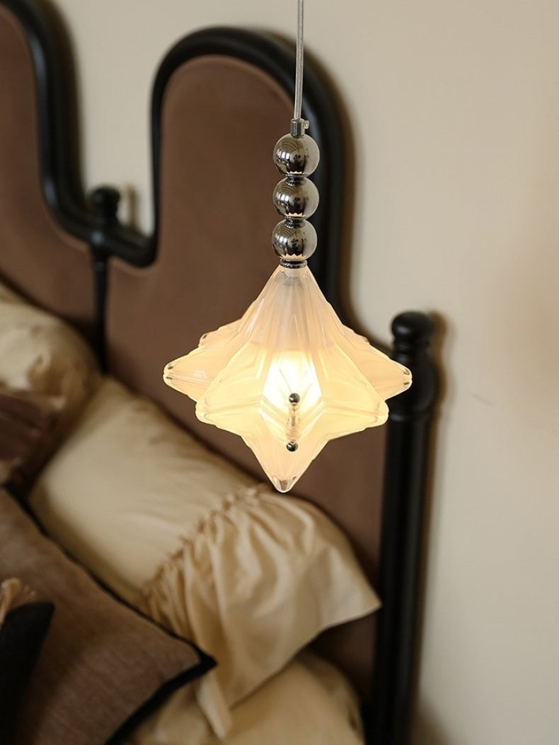 Art Deco Astris Elara Star Pendant Light - Frosted Glass Pendant with Geometric Style T434