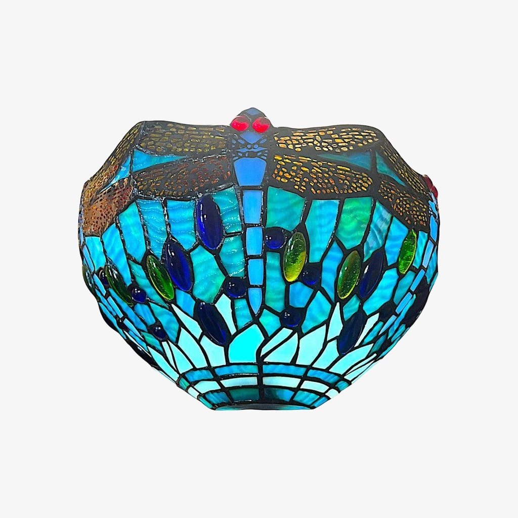 TF Dragonfly Pattern Wall light - Classic Hand-Cut Stained-Glass for Hallways & Bedrooms T923