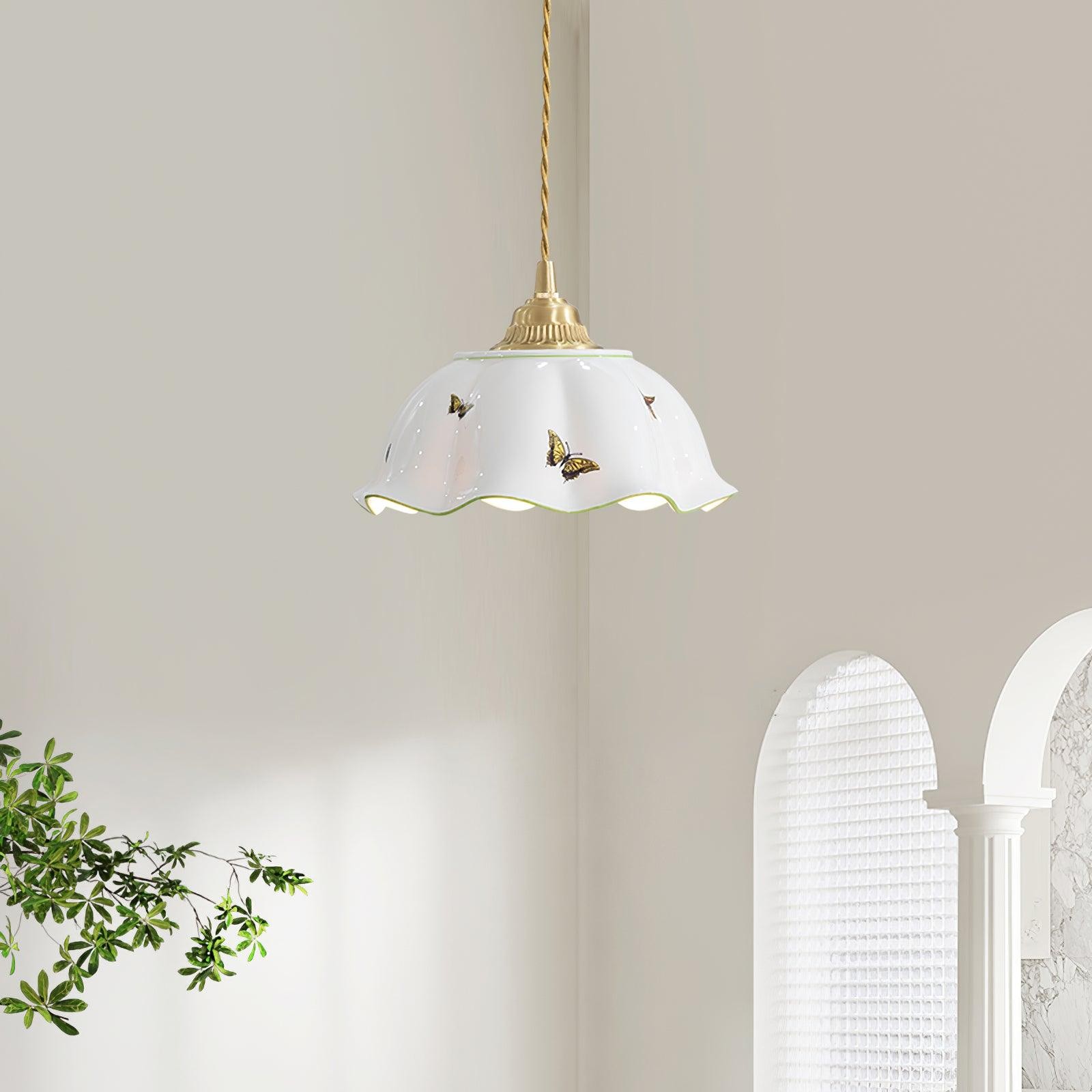 Retro Cream Style Ceramic Pendant Lamp G44