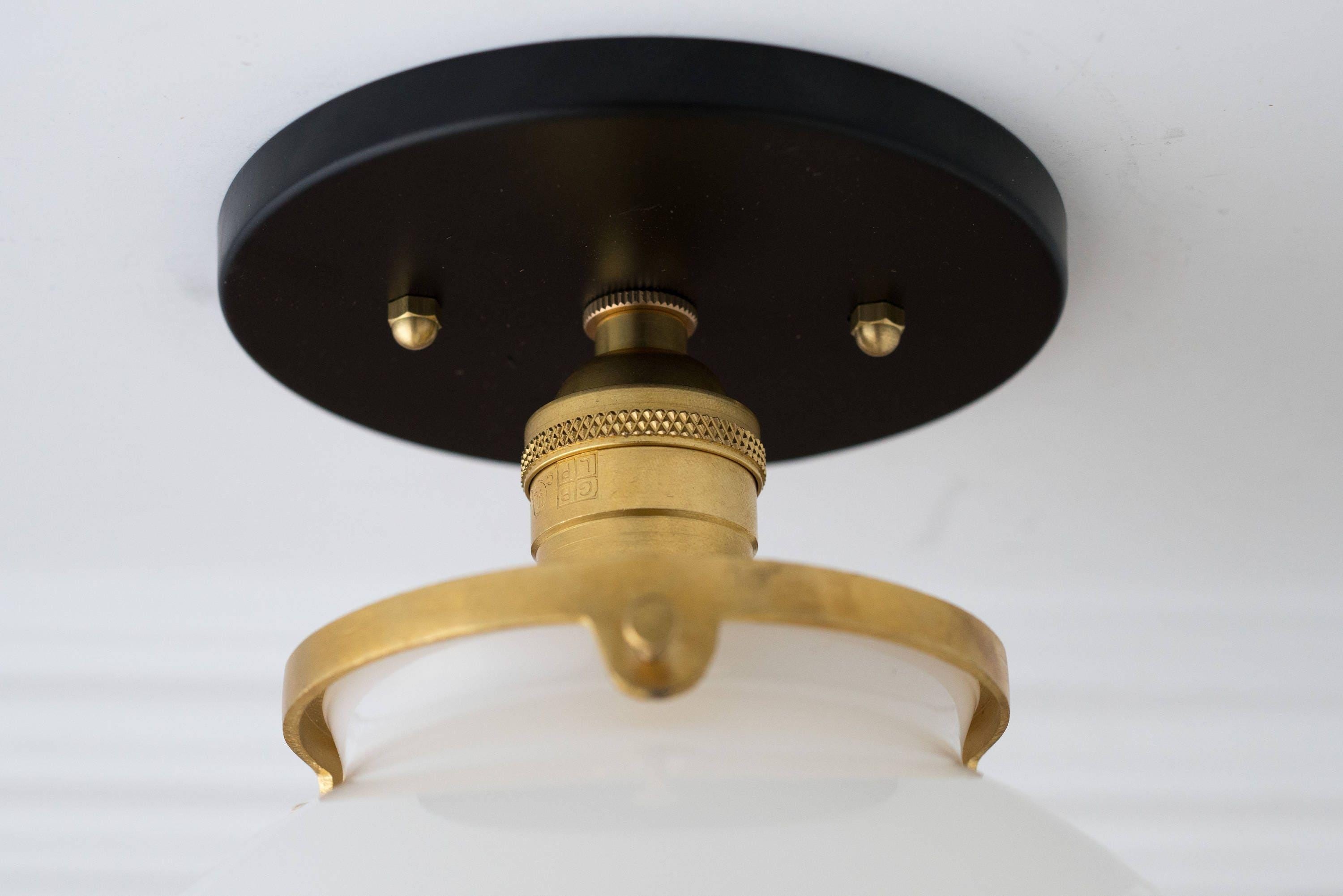 Glorica Glass Mid Century Semi Flush Ceiling Light - Whte Opal Gliass Globe Fixture T368