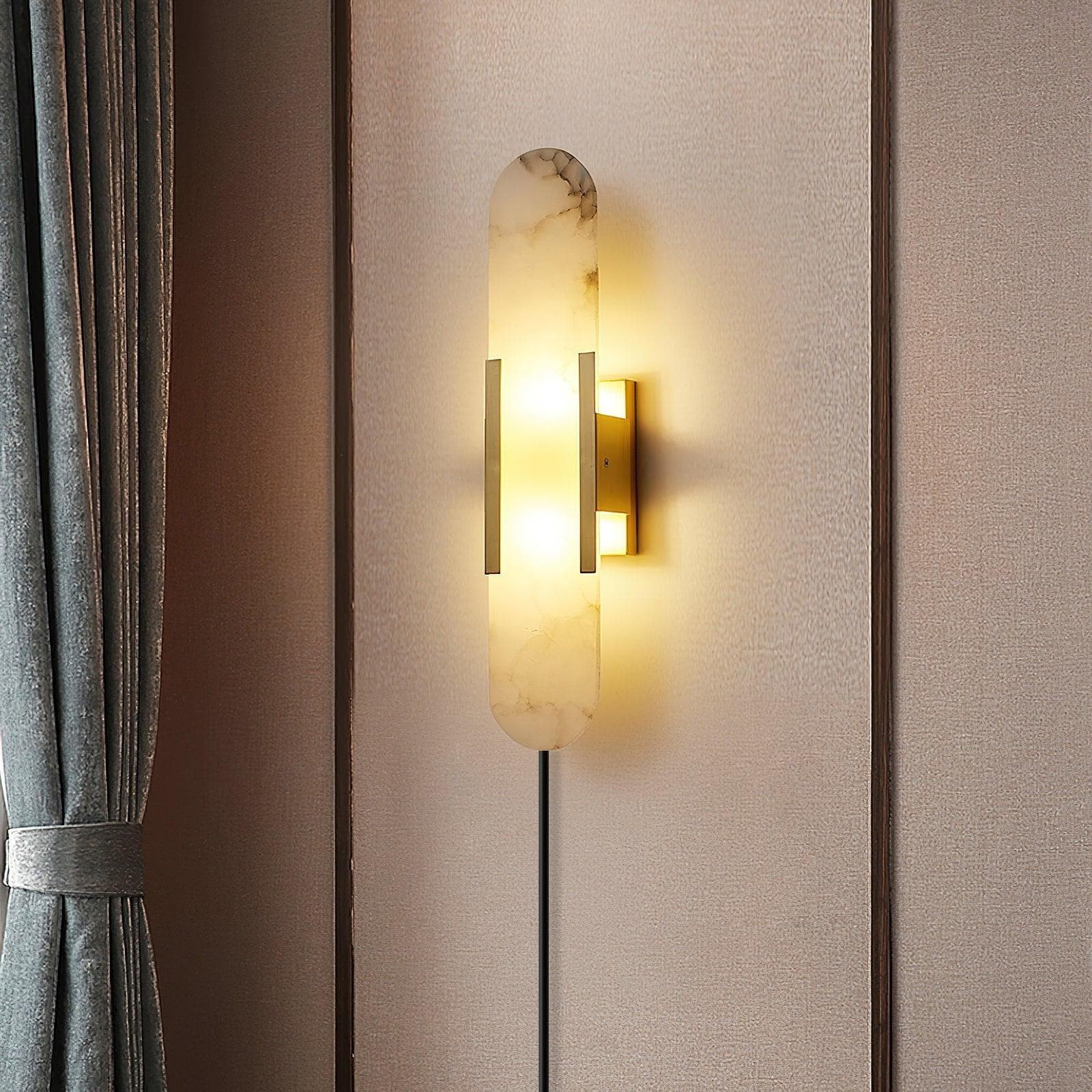 Alabaster Elongated Plug In Wall Lamp M135