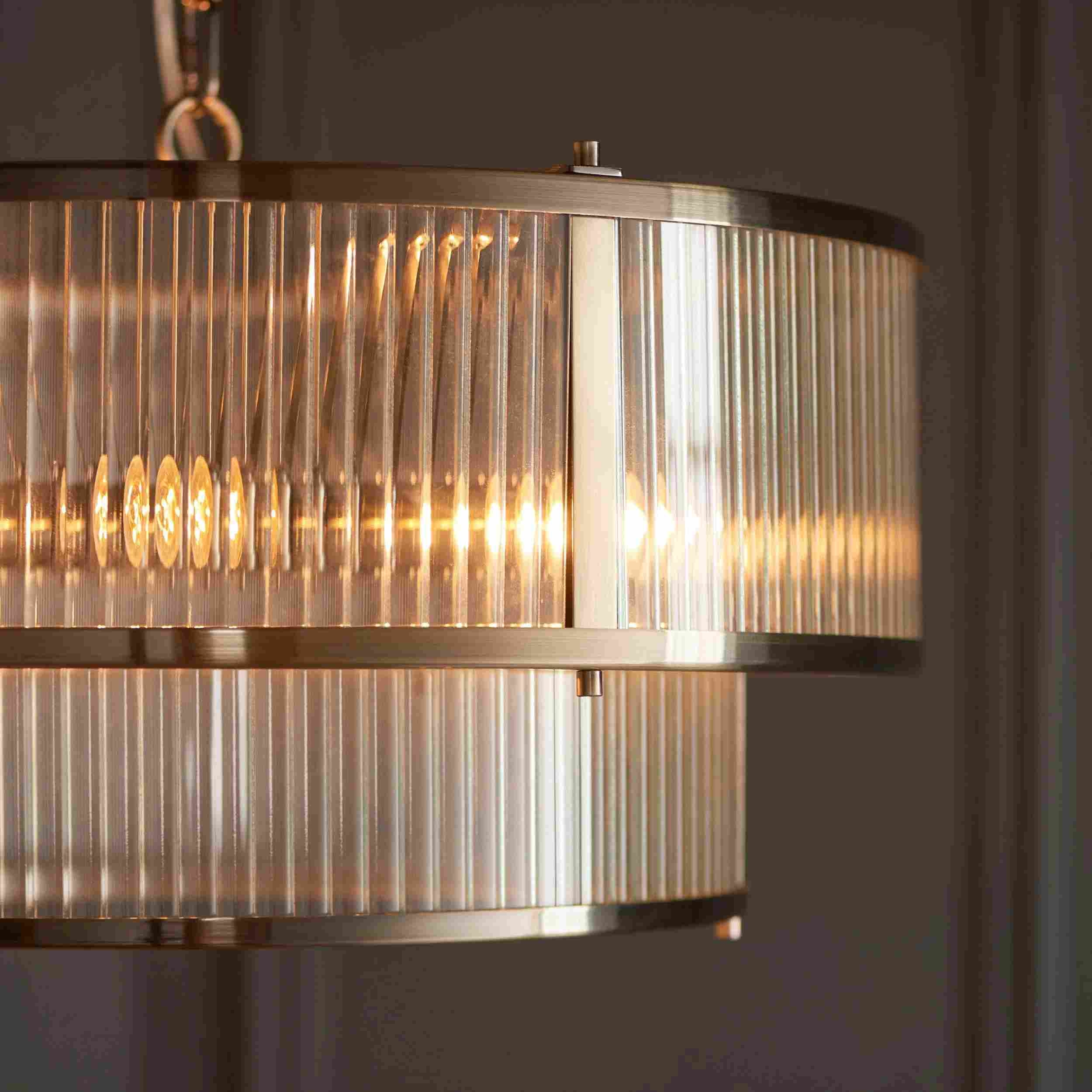 RibGlow Ribbed Glass Pendant Light - Antique Style Pendant Light for Dining Room T848