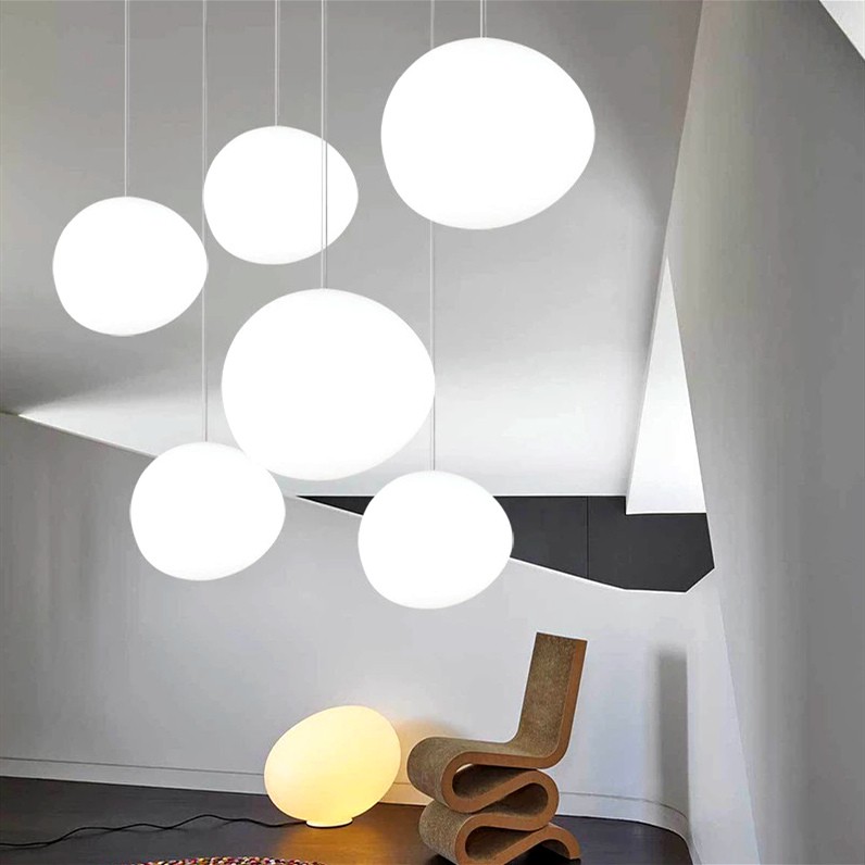 Pebble Orb Deco Milk Glass Pendant Light S161