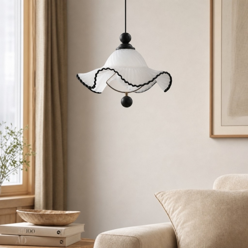 Cazelle French Vintage Wave Pendant Light - Soft Ambient Pendant Lamp for Interiors T2261