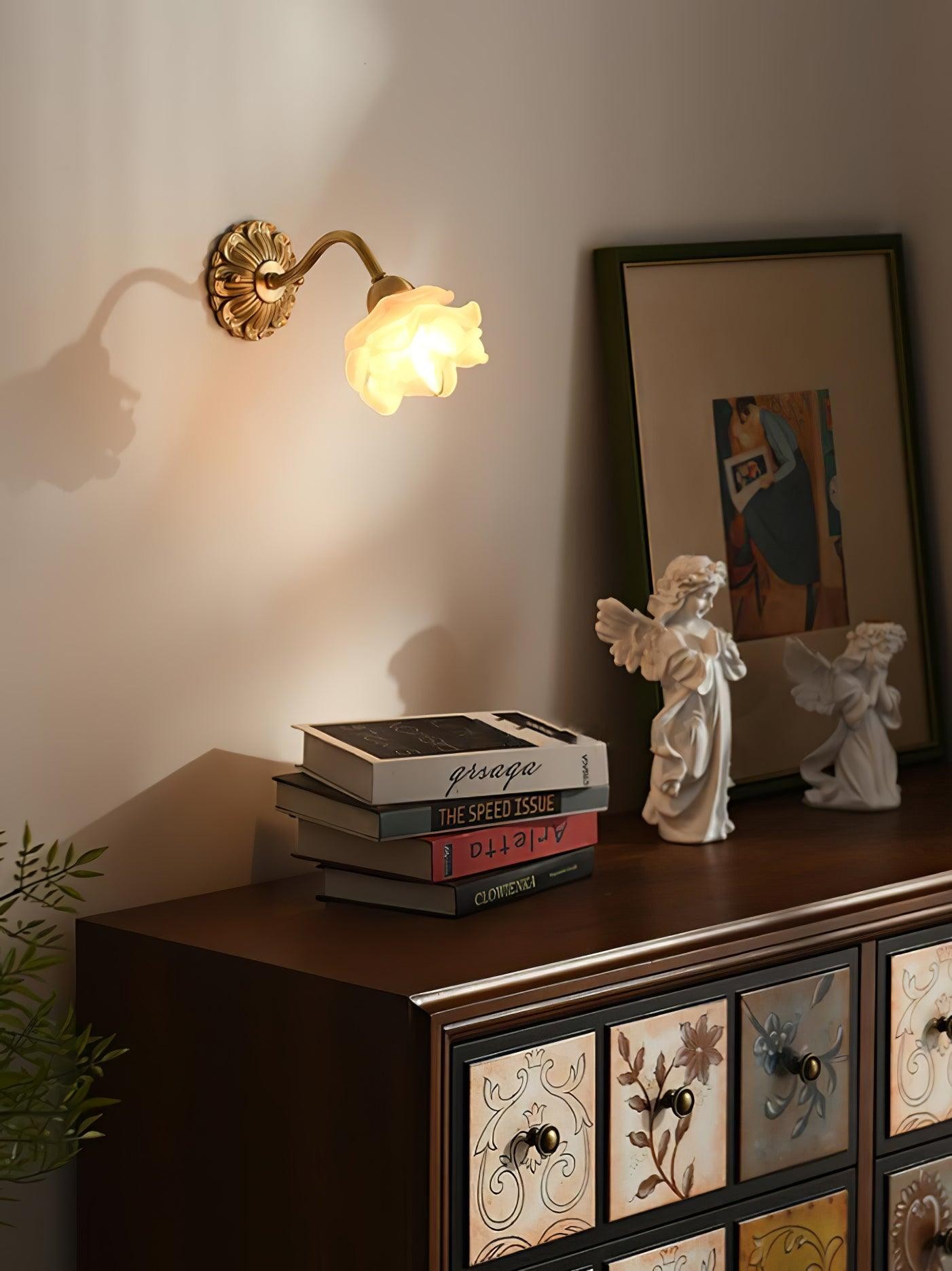Brass Rose Wall Light M299