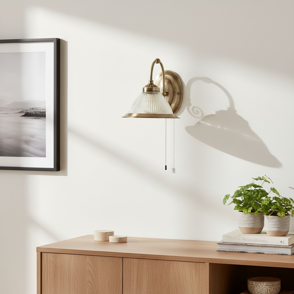TF Vintora Ribbed Glass Wall Lamp - Industrial Bell Shape for Diner and Hallway T1004