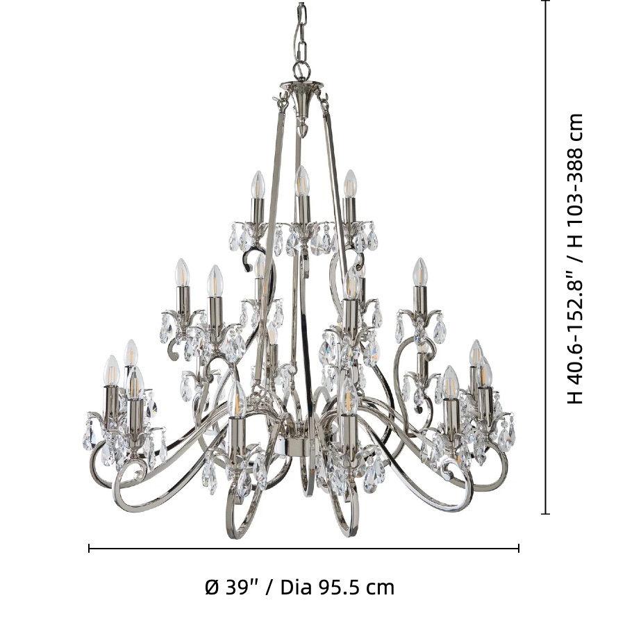 Talonis Crystal Chandelier - Traditional Candle-Style Brass and Nickel for Living Room and Dining Room T962