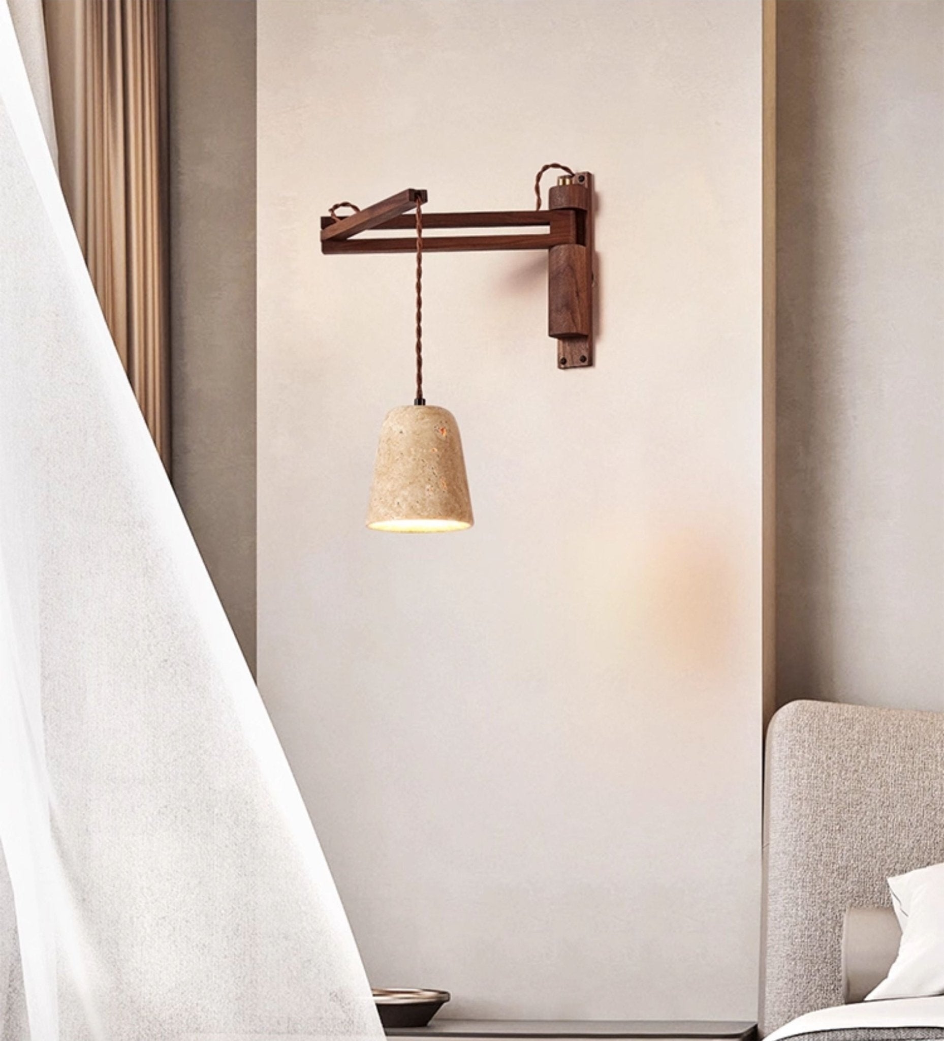Adjustable Travertine Dome Wall Sconce T1606