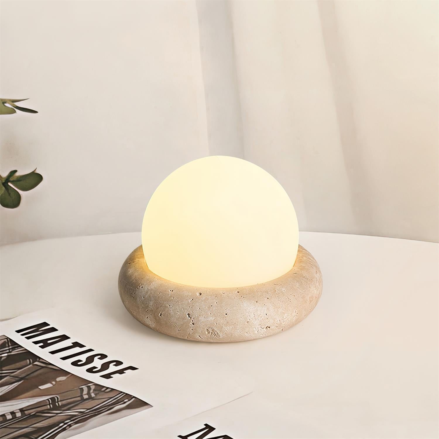 Modern Travertine Cute Mini Orb Table Lamp G40
