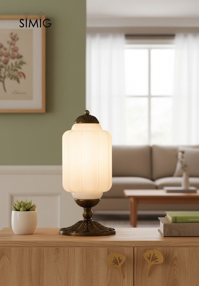 Eloise Curved Glass Retro Table Lamp - Vintage Bedside Lighting G71