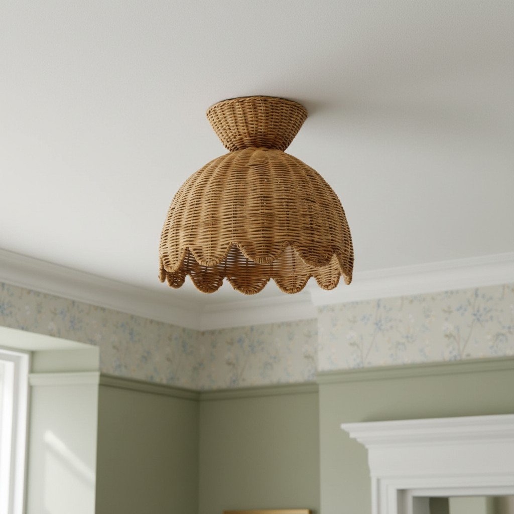 Rattalia Ceiling Light - Sculptural Flower Design in Natural Style for Kitchen Island T1093