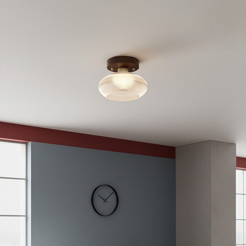 Soliro Soft Rounded Glass Dome Ceiling Light - Contemporary Flush Mount for Hallway and Bedroom T1088
