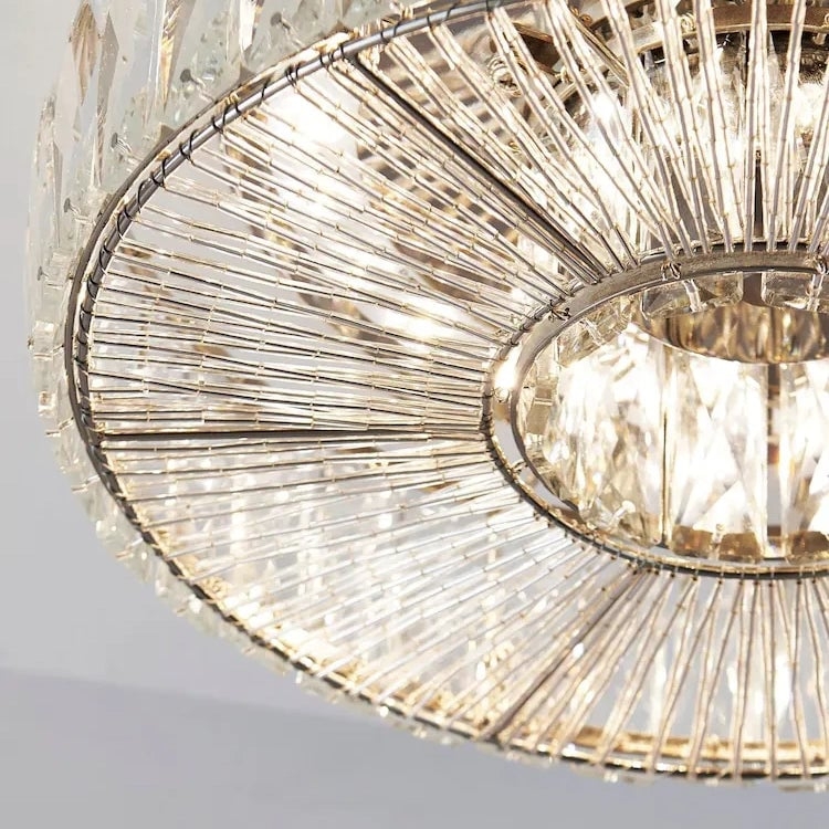 Glomar Glass Round Flush Ceiling Light - Modern Metal Glass Finish Living Areas T542
