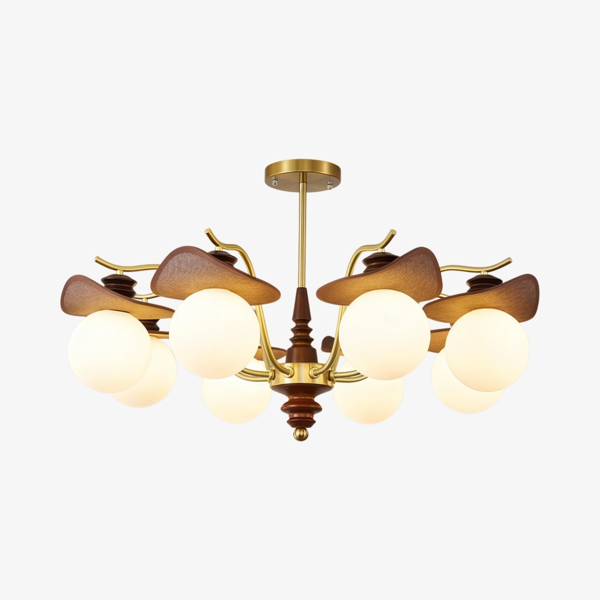 Solvane Multi Arm Chandelier with Glass Shades - Retro Decorative Lighting for Dining Room T1118