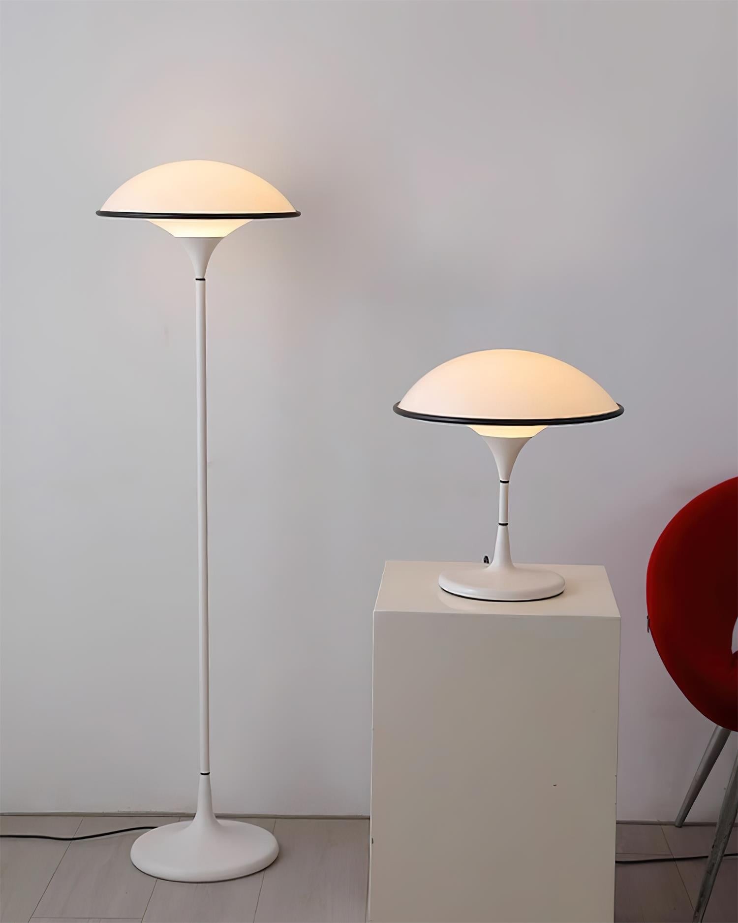 Danish Retro White Flying Saucer Floor Lamp M278