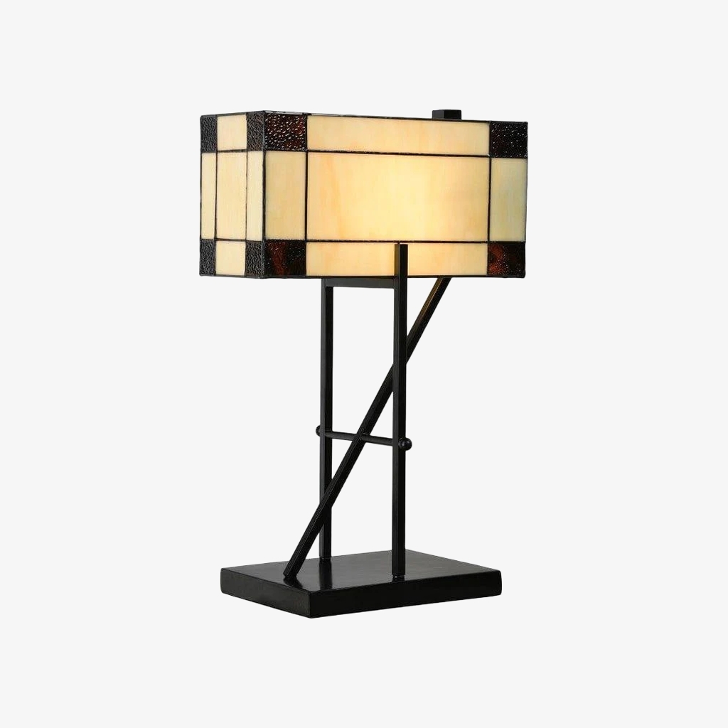 TF Manchester Table Lamp - Vintage-Inspired Stained Glass Table Light for Reading Nook or Bedroom T898