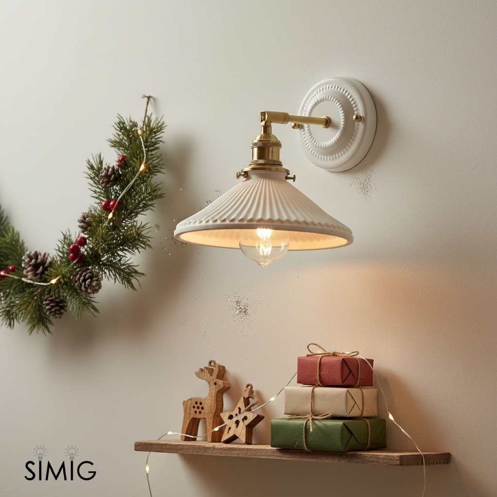 Vintage Ceramic & Brass Wall Sconce – Elegant Lighting for Bedrooms & Hallways T265