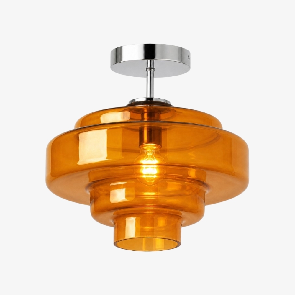 Koloro Glass Ceiling Light - Layered Rounded Design Lampshade for Hallway or Cloakroom T2251