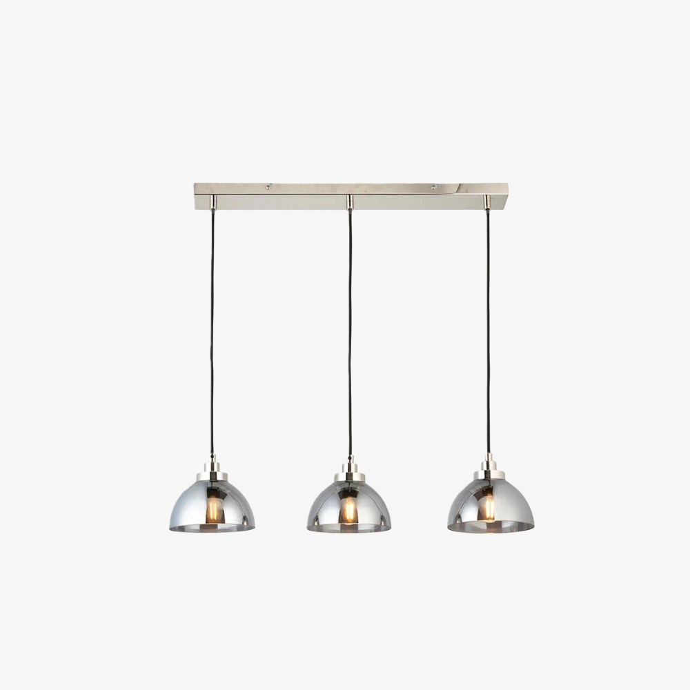 Shimmera 3-Light Linear Pendant - Mirror Glass Shades with Modern Nickel Finish for Dining Rooms T880