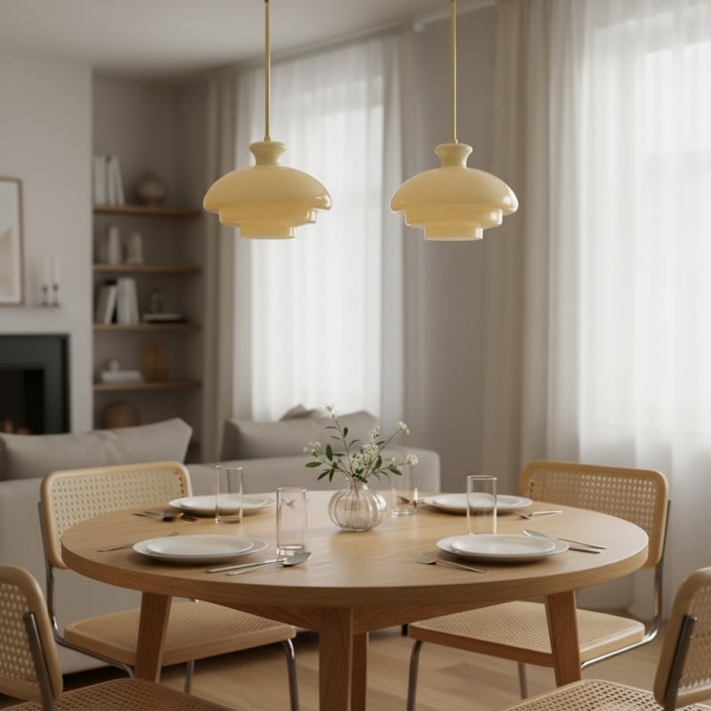 HaloVita Modern Metal and Glass Pendant Light - Elegant Lighting for Living Areas T575