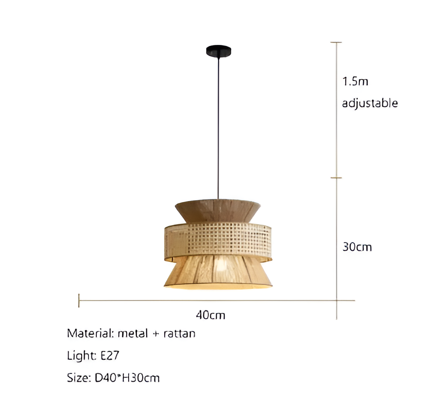 Handwoven Hemp Rope Rattan Veil Pendant Light T2037