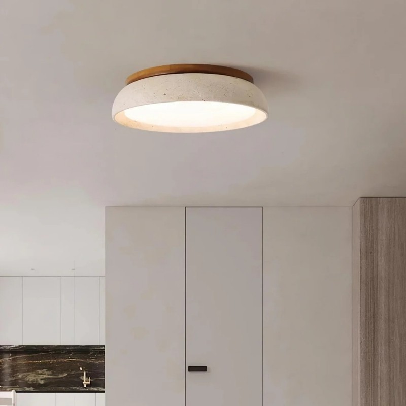 Wabi Sabi Travertine Round Ceiling Lamp - Light for Living Room S290