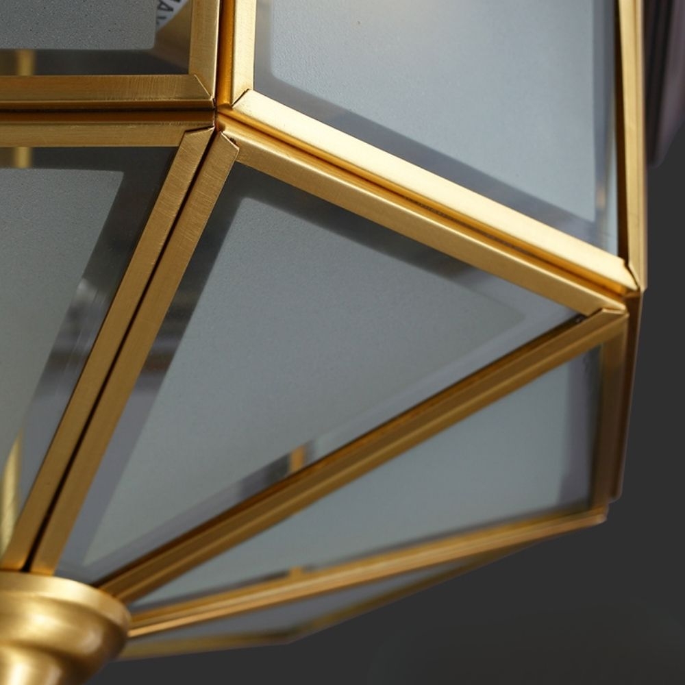 Braleen Antique Lantern Style Flush Ceiling Light - Clear Glass Design for Living and Bedroom T1011