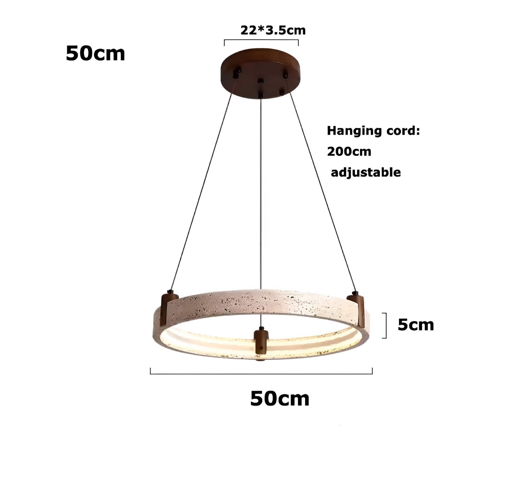 Simple Circular Travertine Pendant Lamp G29