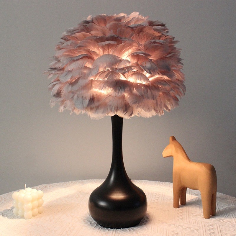 Modern Feather Table Lamp for Bedroom
