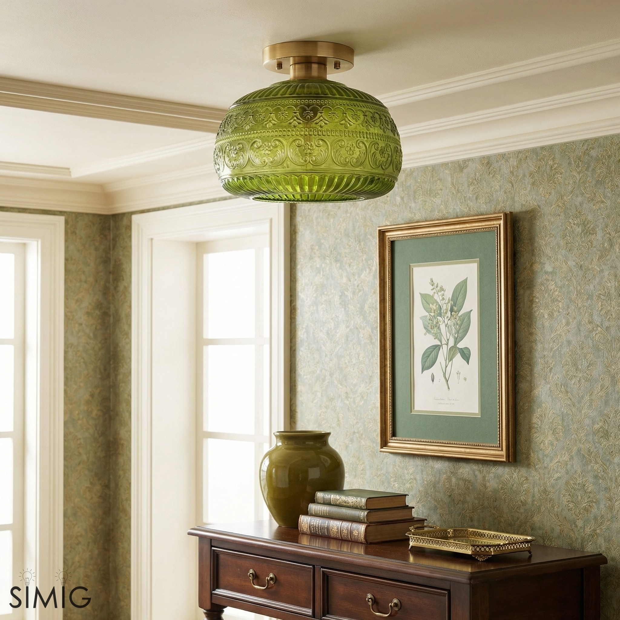 Lurex Engraved Textured Glass Flush Mount - Classic Entryway Decorative Light U21