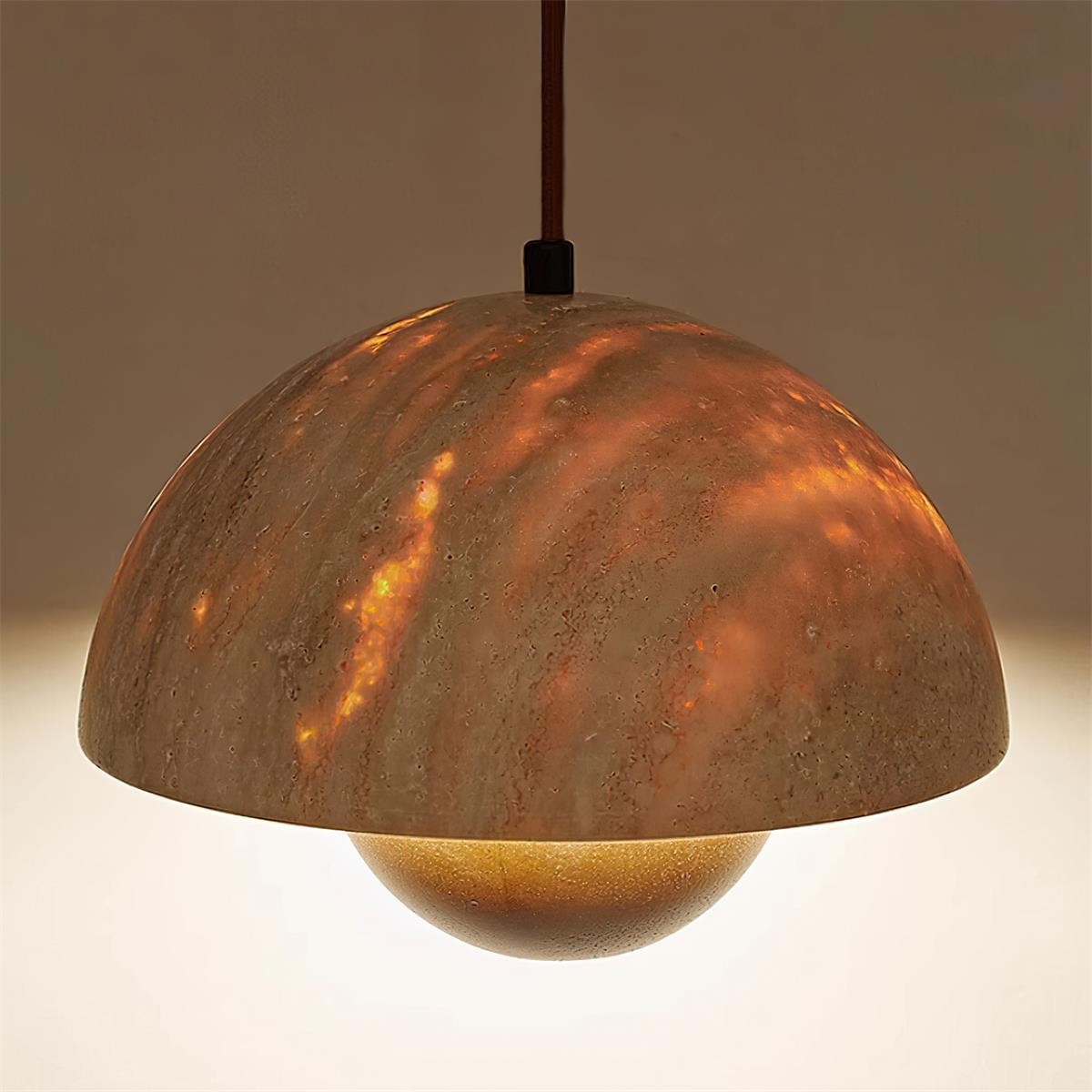 Semicircular Pendant Lamp - Modern Travertine Living Room G70