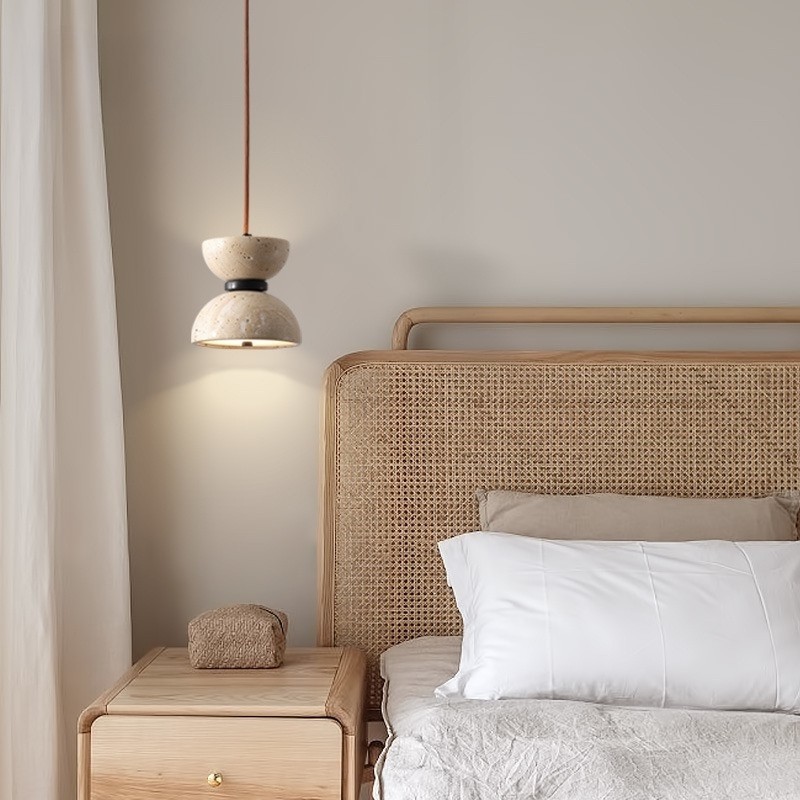 Modern Scandinavian Hourglass Pendant Lamp with Travertine S263