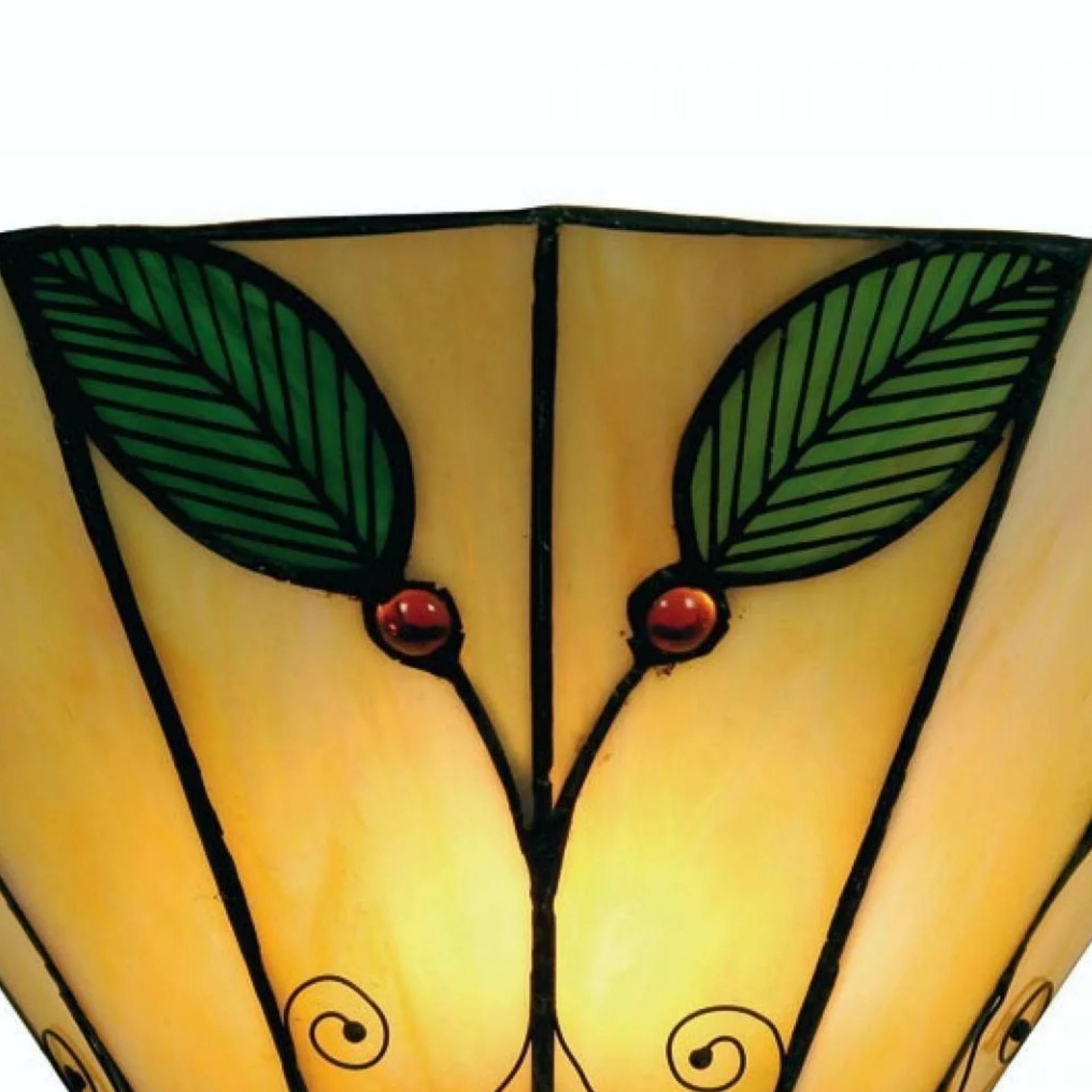 TiffStar Art Nouveau Leaf Motif Tiffany Wall Sconce - Vintage Inspired Accent Lighting for Hallway and Living Room T821