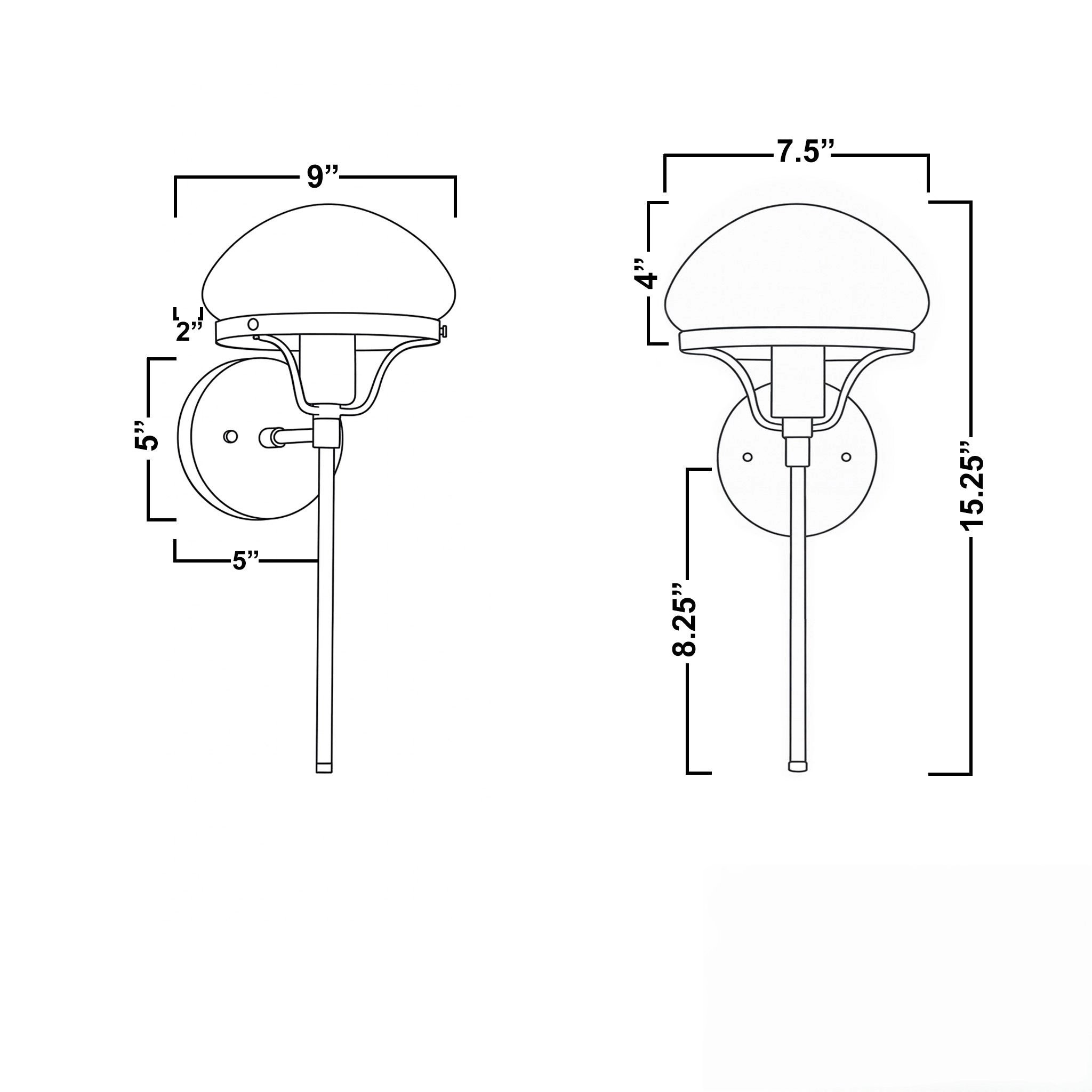 Ornato Luxe Modern Art Deco Wall Light - Opal Glass Globe Sconce - Brass or Black T350