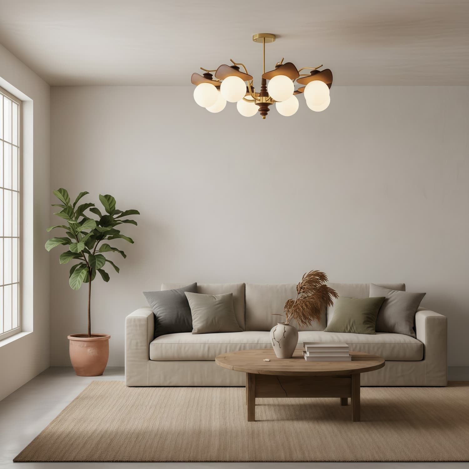 Solvane Multi Arm Chandelier with Glass Shades - Retro Decorative Lighting for Dining Room T1118