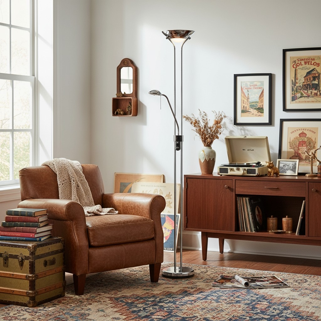 Linexis Art Deco Metal & Opal Glass Floor Lamp - Dual-Light Design for Modern Interiors T942