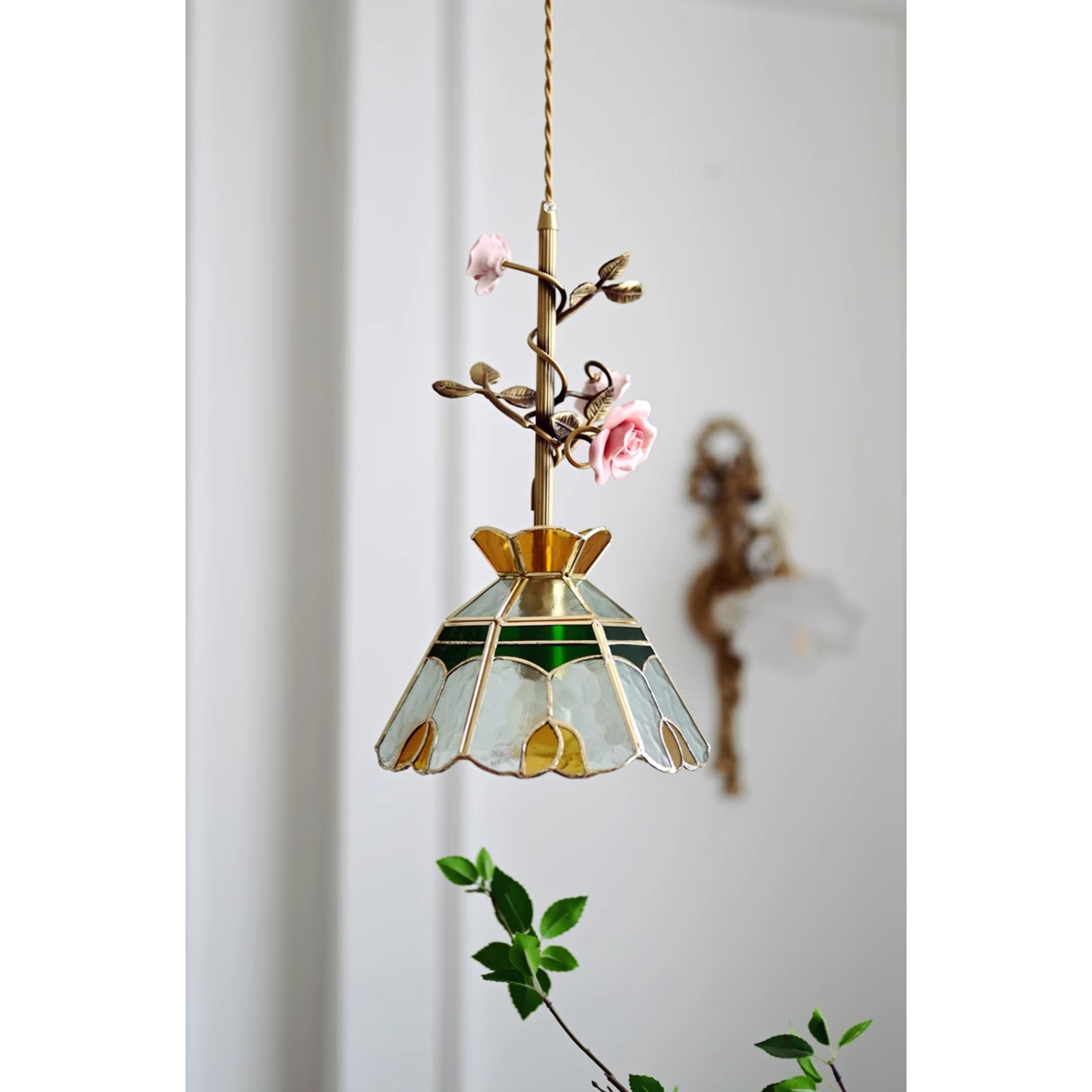 Lalique Rose Glass Pendant Lamp T1898